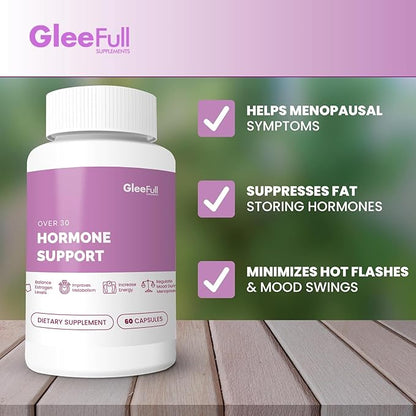GleeFull Over 30 Hormone Support - Menopause Supplements for Women - Hormone Balance for Women - Hot Flash Relief - Menopause Support