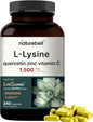 NatureBell L-Lysine 1,000mg Capsules + Quercetin 250mg with 240 Count