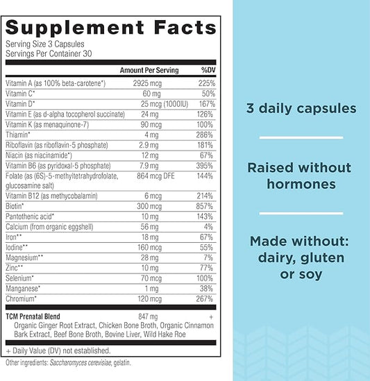 Ancient Nutrition Prenatal Vitamins, Multivitamin for Women with Vitamin C, B12, Magnesium and Folate, Supports Pregnancy and Fertility Health, 90 Ct