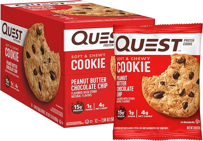 Quest Nutrition Peanut Butter Chocolate Chip High Protein Cookie, Keto Friendly, Low Carb, 24.5 Oz, 12 count (Pack of 1)