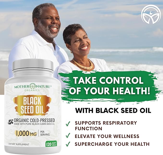 Organic High Potency Turkish Black Seed Oil Capsules, Cold Pressed, High TQ, 2 Month Supply, Non-GMO Black Cumin Nigella Sativa Oil for Immune Support, Joint, Digestive & Beauty, 1,000mg Dose (120ct)