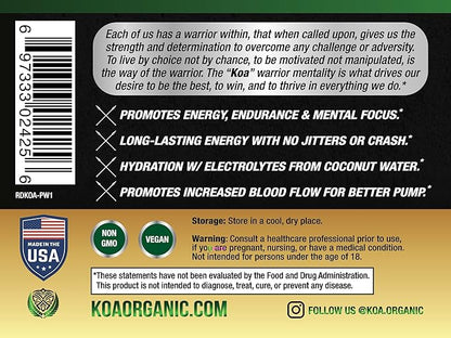 KOA Organics- USDA Organic Pre Workout w/165mg Organic 150g