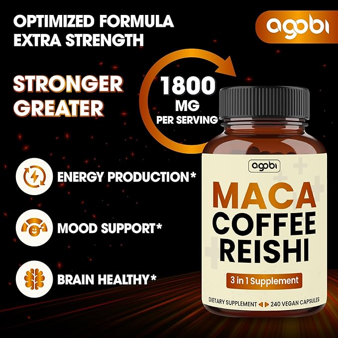 agobi 1800mg Maca Coffee Supplement 240 Vegan