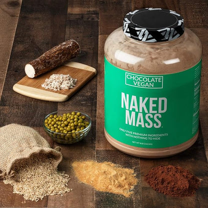 NAKED Mass - Chocolate Vegan Weight 8Lb Bulk, 1,280 Calories 11 Servings