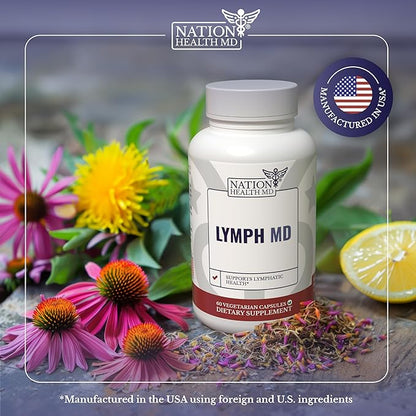 Lymph MD - Lymphatic System Supplement with 9 Botanicals - Dandelion, Burdock, Echinacea, Lemon & More - Supplements for Men and Women - 60 Capsules