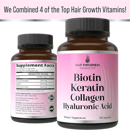 Biotin + Keratin + Marine Collagen 4-in-1 Hair 10000mcg Biotin.