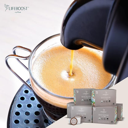 Lifeboost Organic Decaf Coffee K Cups - Low Acid Decaf Coffee Pods - Single Origin Non-GMO Mold Free Decaf Coffee Pods Compatible with Keurig & Keurig 2 - No Mycotoxins or Pesticides - 10 Count
