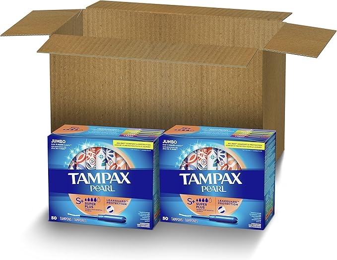 Tampax Pearl Tampons Super Plus Absorbency, 50 Count 2 (100 (100 Count