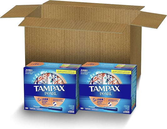 Tampax Pearl Tampons Super Plus Absorbency, 50 Count 4), 100 100 Count