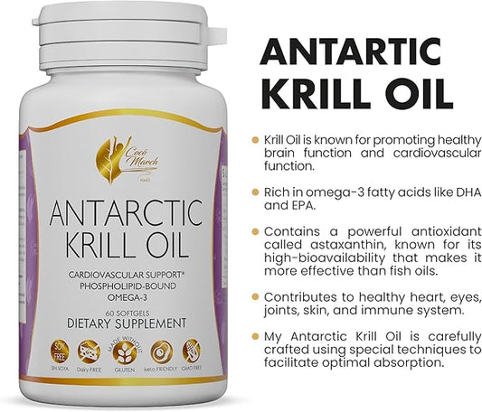 Coco March Pure Antarctic Krill Oil 1000 mg Omega-3 EPA,