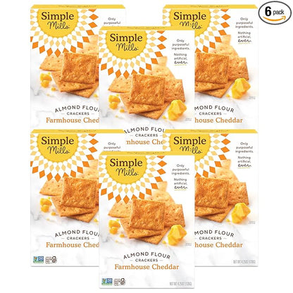 Simple Mills Almond Flour Crackers, Farmhouse Cheddar 4.25 Ounce 6)