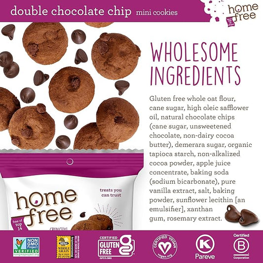 Homefree Treats You Can Trust Gluten Free Mini Cookies, Single Serve, Double Chocolate Chip, 0.95 Ounce (Pack of 10)