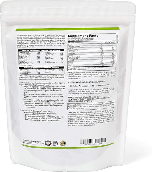 Low FODMAP Elemental Diet Protein Powder for IBS & SIBO Keto Paleo| ProHydrolase Digestive Enzymes| Gluten Soy Sugar & Grain Free Low Carb Whey Protein Isolate (WPI) Gut Friendly All Natural Chocolate