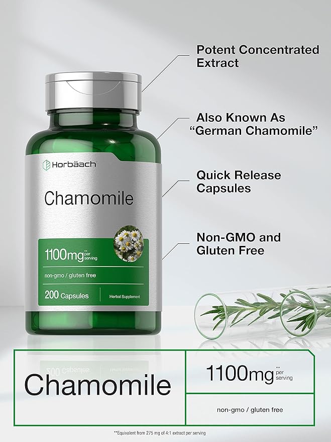 Horbäach Chamomile Flower 1100mg 200 Capsules