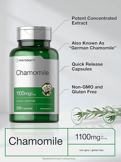 Horbäach Chamomile Flower 1100mg 200 Capsules