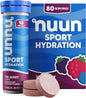 Nuun Sport Electrolyte Tablets - Dissolvable in Water, Tri Berry, 5 Essential Electrolytes for Hydration, 1g Sugar Drink Mix, Vegan, Non-GMO, 8 Pack (80 Total Servings)