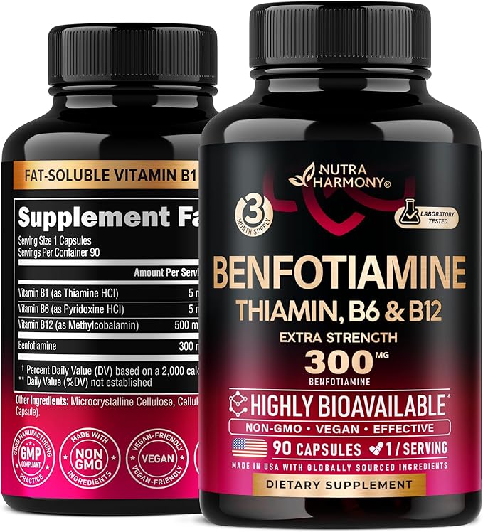 Benfotiamine 300 mg B1 - B12 & B6 - 90 Capsules