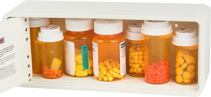 Medicine Safe-Barrel Key Lockbox, White