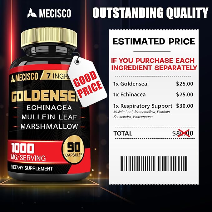 Goldenseal Root Capsule Organic with Echinacea, 90 Veggie 7in1 Supports