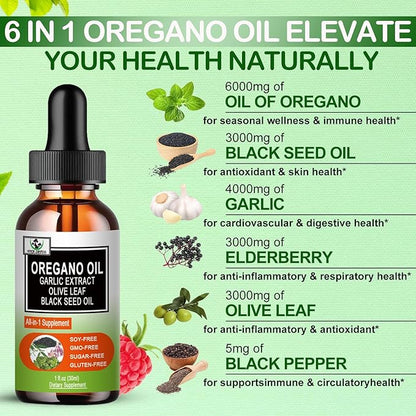 Organics Oregano Oil Liquid Drops,Oil Of 6000mg with