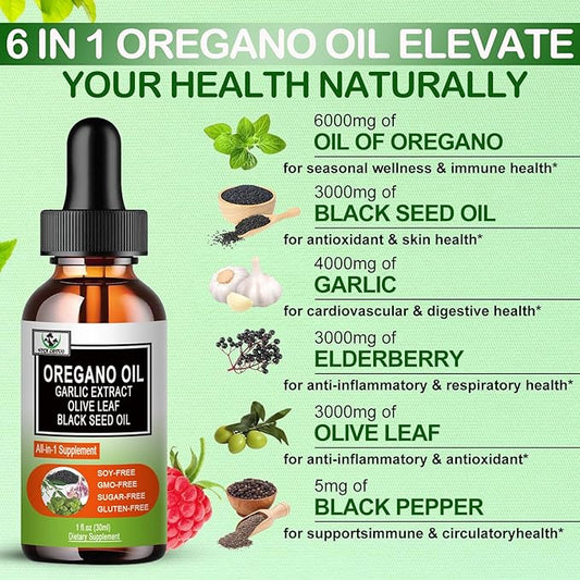 Organics Oregano Oil Liquid Drops,Oil Of 6000mg with