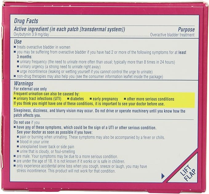 Overactive Bladder Transdermal Patch, 4 Count