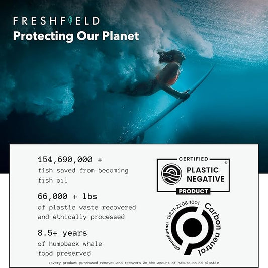 Freshfield Vegan Omega 3 DHA: Algae Oil, Carrageenan Free, Sustainably Sourced, Tested, No Heavy Metals, Replacement for Fish Oil, Carbon Neutral. Supports Heart, Brain, Joint Health w/DPA