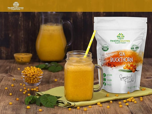Seabuckthorn Powder by HealthyJourney Omega-7, Vitamin 6 OZ