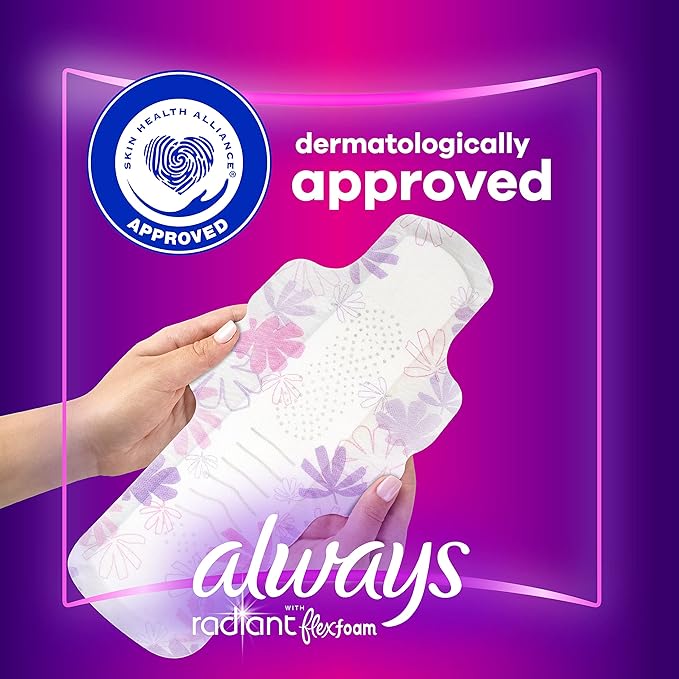 Always Radiant Overnight Feminine Pads 5 Extra 54 ct