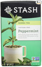 Stash Tea Peppermint Herbal Tea - Naturally Caffeine Free, Non-GMO Project Verified Premium Tea with No Artificial Ingredients, 20 Count (Pack of 6) - 120 Bags Total