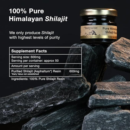 Be Bodywise Pure Himalayan Shilajit Resin 600 mg 75%+ Fulvic 85+ Trace 100% Authentic 30 gm.