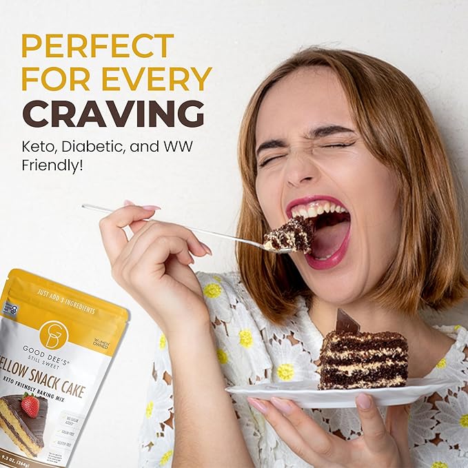 Good Dee's Keto Yellow Snack Cake Mix, Gluten Free, No Added Sugar, Gluten Free, Grain-Free, Soy-Free, Diabetic, Atkins & WW Friendly (2g Net Carbs, 12 Serving)
