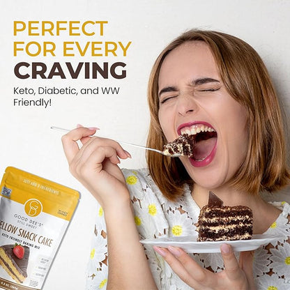 Good Dee's Keto Yellow Snack Cake Mix, Gluten Free, No Added Sugar, Gluten Free, Grain-Free, Soy-Free, Diabetic, Atkins & WW Friendly (2g Net Carbs, 12 Serving)