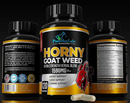 Horny Goat Weed 1590mg Extra Strength 120 Capsules, 120 Caps