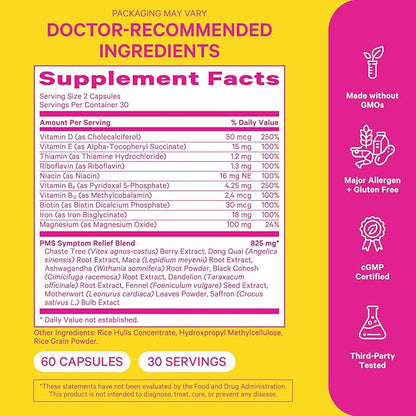 Pink Stork PMS Supplement for Women 10 Vitamins 60 Capsules