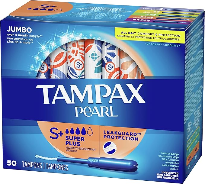 Tampax Pearl Tampons Super Plus Absorbency, 50 Count 2 (100 (100 Count