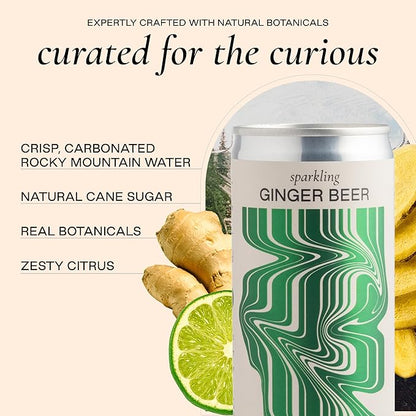 Strongwater Sparkling Ginger Beer - 12 Pack Cans (8.4 Fl Oz Each) - Premium Craft Cocktail Mixer Made with Filtered Rocky Mountain Water & Ginger Root - Real Cane Sugar, No Artificial Flavors