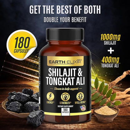 Shilajit 1000mg & Tongkat Ali 400mg (180 Capsules) (20% Fulvic