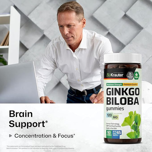 Ginkgo Biloba Extract Gummies 120mg Standardized 90 Vegan