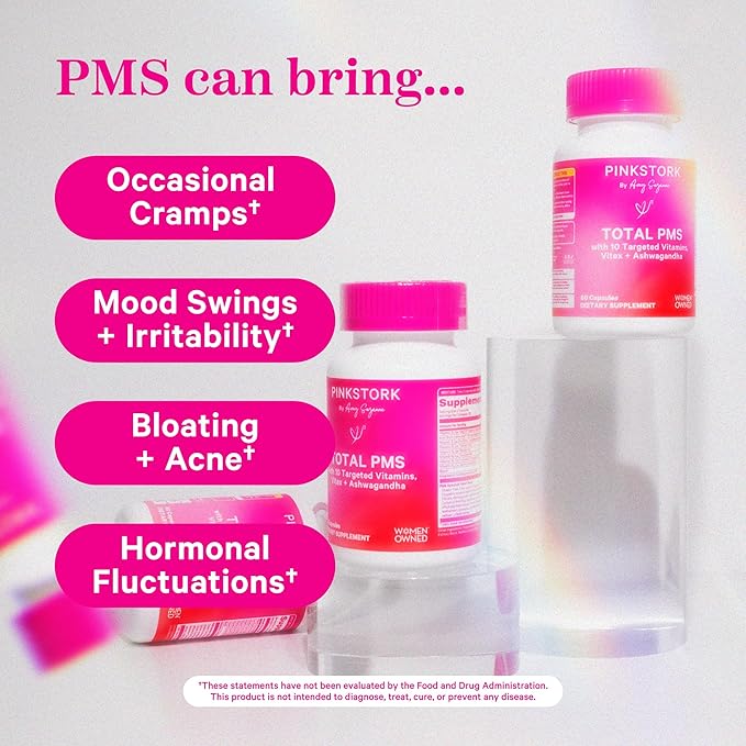 Pink Stork PMS Supplement for Women 10 Vitamins 60 Capsules