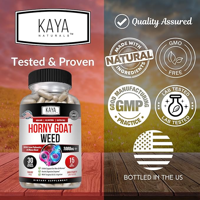 Kaya Naturals Horny Goat Weed 1560mg Extra 30 Count