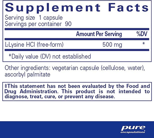Pure Encapsulations L-Lysine 90 Capsules