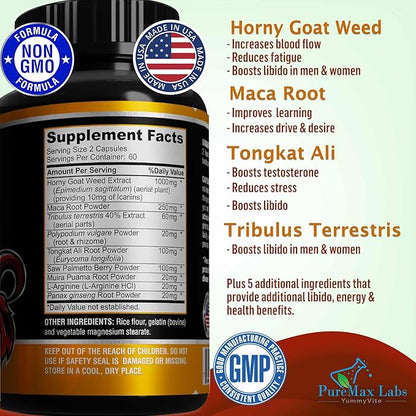 Horny Goat Weed 1590mg Extra Strength 120 Capsules, 120 Caps