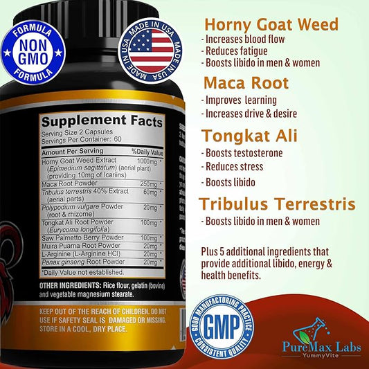 Horny Goat Weed 1590mg Extra Strength 120 Capsules, 120 Caps