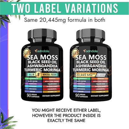 Sea Moss Black Seed Oil Ashwagandha 18-in-1 20’445 20’445 mg/Serv