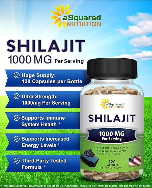 aSquared Nutrition Shilajit 1000mg 120 Capsules