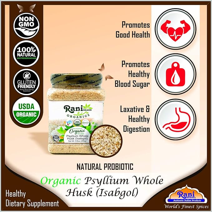 Rani Organics Psyllium Whole Husk Powder 9.8oz (280g) (280g) PET