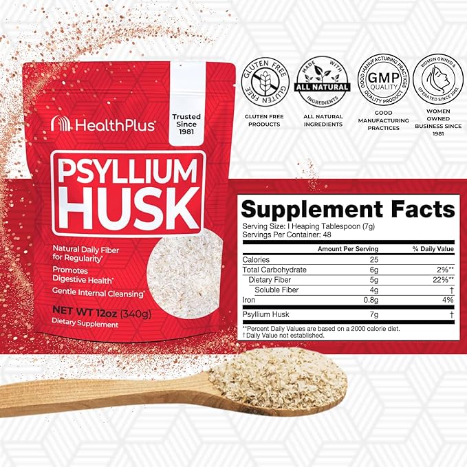 Health Plus, Psyllium Husk, 12 oz, 48 Servings