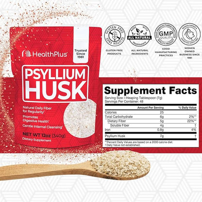 Health Plus, Psyllium Husk, 12 oz, 48 Servings