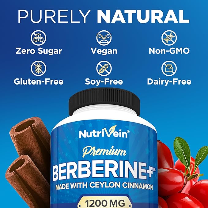 Nutrivein Premium Berberine HCL 1200mg Plus 120 Capsules